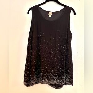 Ecru beaded sleeveless top